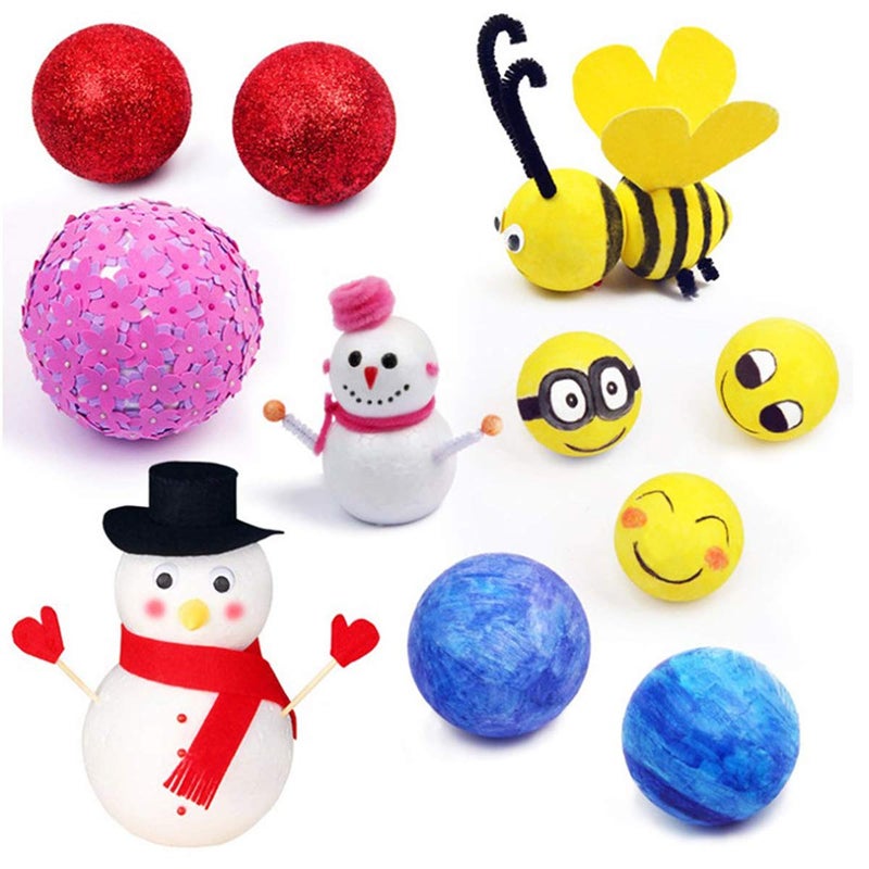 CCINEE 10PCS 3 Inch White Foam Balls Polystyrene Craft Balls Foam Balls for Art, Craft, Household, School Projects and Christmas Easter Party Decorations - Image 4